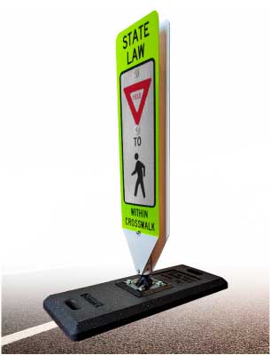 Yield To Pedestrians In-Street Sign with Portable Base