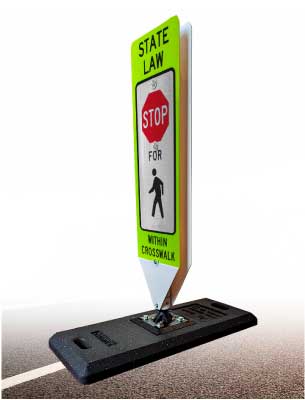 Stop For Pedestrians In-Street Sign with Portable Base