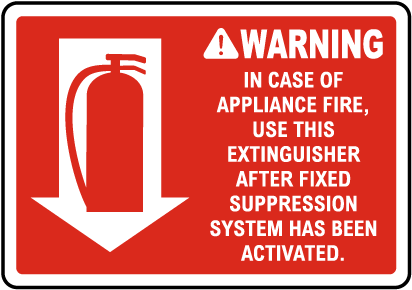 Warning In Case of Appliance Fire Sign