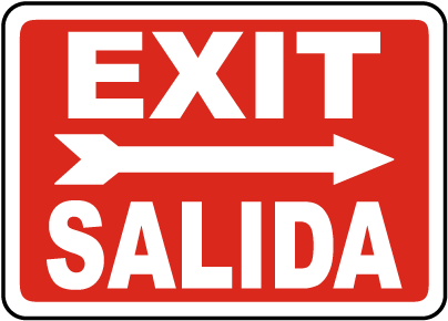 Bilingual Exit (Right Arrow) Sign