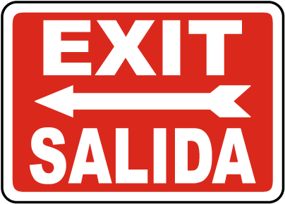 Bilingual Exit (Left Arrow) Sign