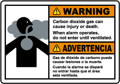 Bilingual Warning Carbon Dioxide Gas Do Not Enter Sign