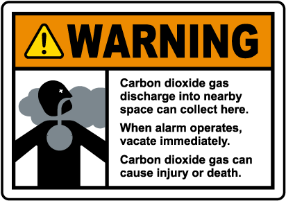 Warning Carbon Dioxide Gas Discharge Sign