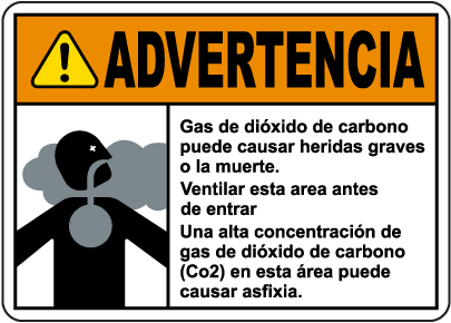 Spanish Warning Carbon Dioxide Gas Concentration Sign