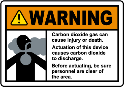 Warning Carbon Dioxide Manual Actuation Station Sign