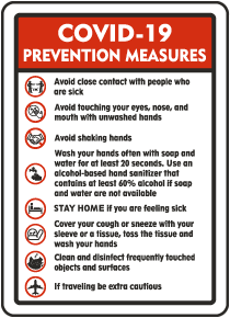 COVID-19 Prevention Measures Sign