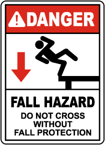 Do Not Cross Without Fall Protection Sign