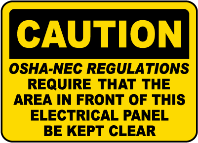 Caution OSHA-NEC Regulations Label