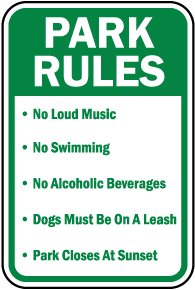 Park Rules Sign