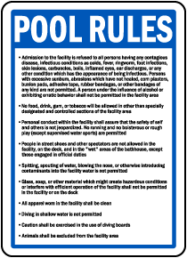 Kentucky Pool Rules Sign