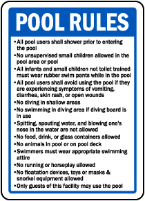 Maine Pool Rules Sign