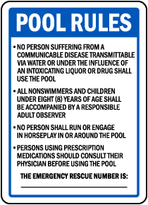 Wyoming Pool Rules Sign