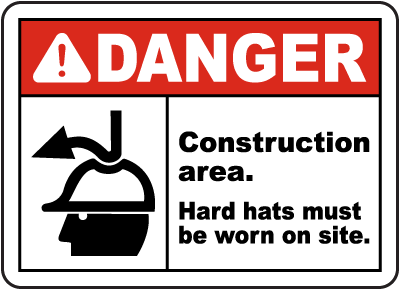 Hard Hats Must Be Worn on Site Sign