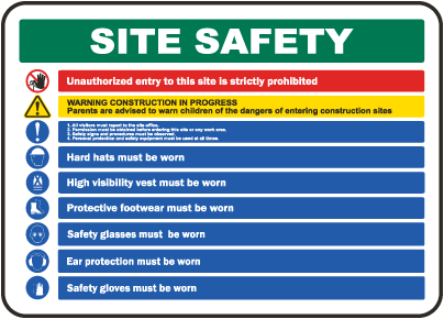 Site Safety Rules & PPE Required Sign