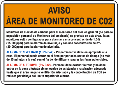 Spanish CO2 Monitoring Area Notice Sign