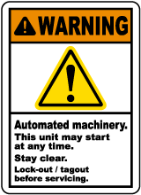 Warning Automated Machinery Label