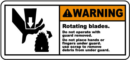 Warning Rotating Blades Label