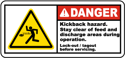 Kickback Hazard Stay Clear Label