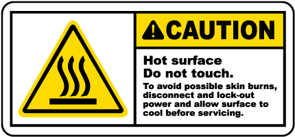 Hot Surface Do Not Touch Label