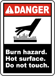 Hot Surface Do Not Touch Label