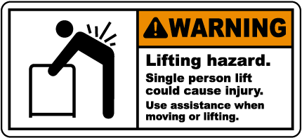 Lifting Hazard Use Assistance Label