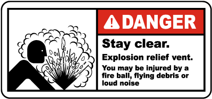 Stay Clear Explosion Relief Vent Label