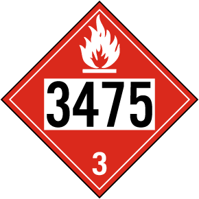 UN # 3475 Flammable Liquid Class 3 Placard