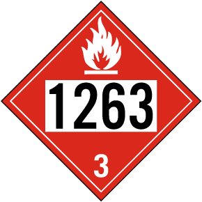 UN # 1263 Flammable Liquid Class 3 Placard