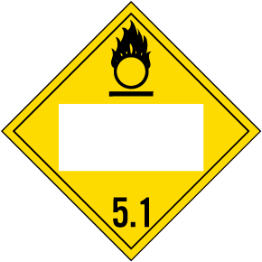 Black on Yellow Legend OXIDIZER 5.1 with Graphic 10-3/4 Width x 10-3/4 Length 10-3/4 Width x 10-3/4 Length Accuform Signs MPL501VP1 Plastic Hazard Class 5/Division 1 DOT Placard Legend OXIDIZER 5.1 with Graphic 