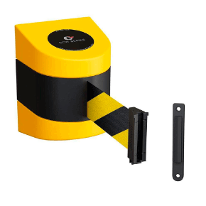 Retractable Belt Barrier with Yellow ABS Case - 30 ft. Yellow Black Belt