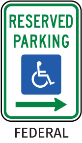 Federal Handicap Parking Sign (Right Arrow)
