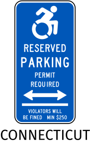 Connecticut Handicap Parking Sign (Double Arrow)