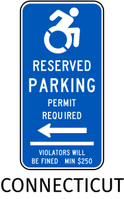 Connecticut Handicap Parking Sign (Left Arrow)