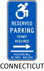 Connecticut Handicap Parking Sign (Right Arrow)