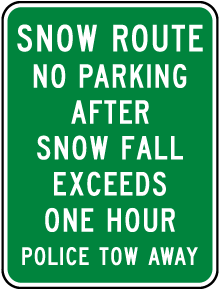 Snow Route No Parking Sign