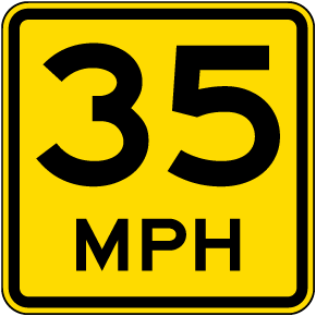 Advisory 35 MPH Sign