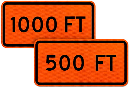 Custom Orange Supplemental Next Distance (Ft) Sign