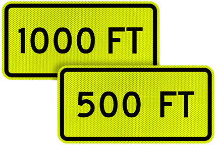Custom Yellow/Green Supplemental Next Distance (Ft) Sign
