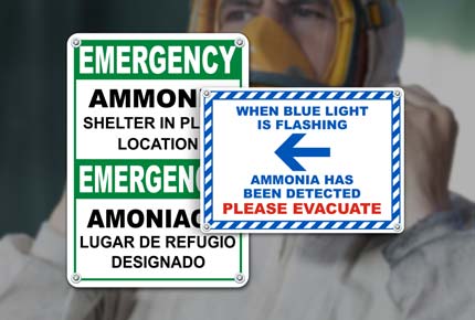 Ammonia Emergency Signs