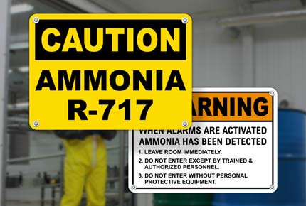 Ammonia Refrigeration Room Signs