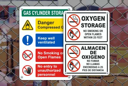 Gas Cylinder Storage Signs
