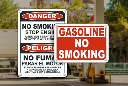 Gasoline No Smoking Signs