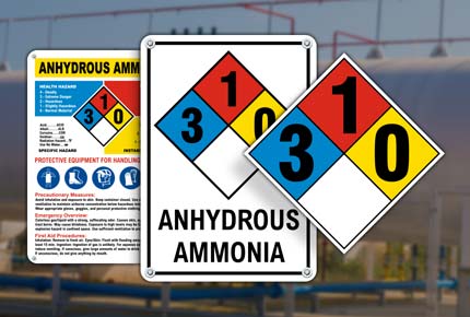 NFPA 704 Ammonia Signs