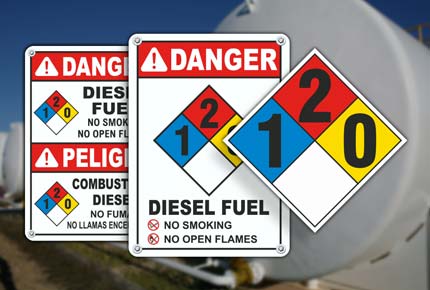 NFPA 704 Diesel Fuel Signs