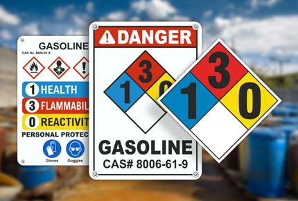 NFPA 704 Gasoline Signs
