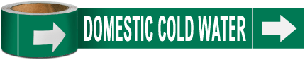 Domestic Cold Water Pipe Marker on a Roll