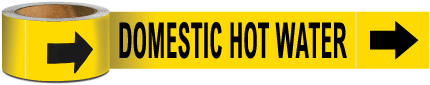 Domestic Hot Water Pipe Marker on a Roll