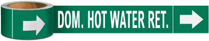 Dom. Hot Water Ret. Pipe Marker on a Roll