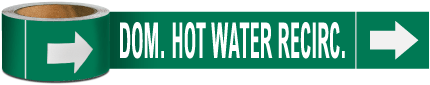 Dom. Hot Wtr Recirc. Pipe Marker on a Roll