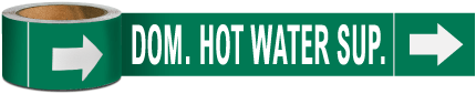 Dom. Hot Water Sup. Pipe Marker on a Roll